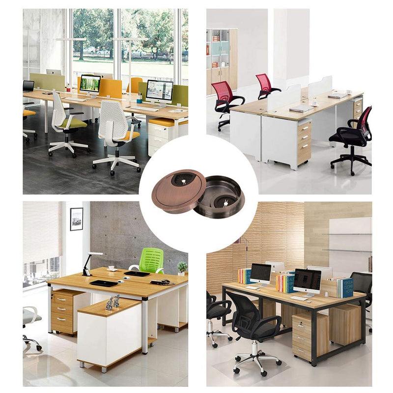 Mesee 4 Pieces Desk Grommet Kit, 50mm Metal Cable Grommet Cap Table Grommets Desk Surface Wire Cord Round Hole Cover for Home & Offive Computer Desktop