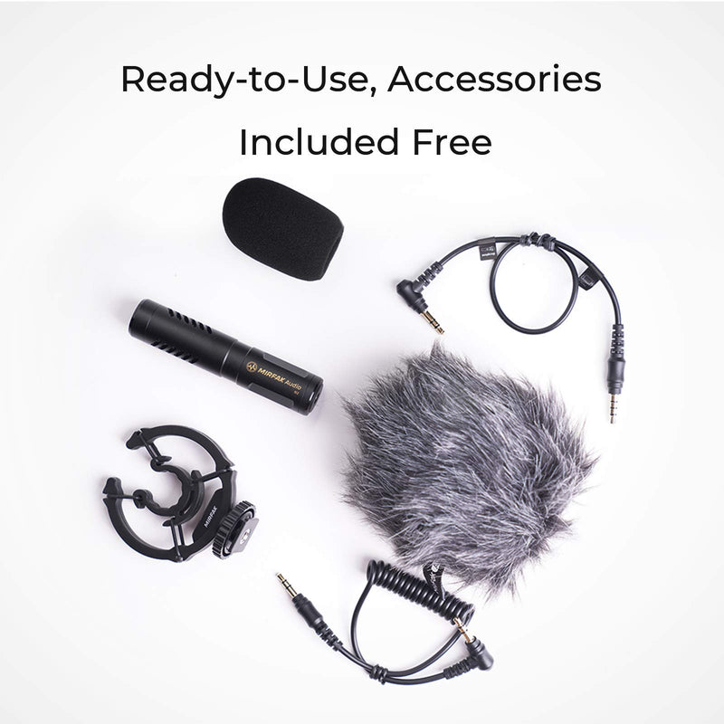 MIRFAK N2 On-Camera Microphone for DSLR, Mobile Phone, Camcorders, Recorders, PC,Directional Condenser Microphone, Cardioid Pattern【Free One-Year Warranty】