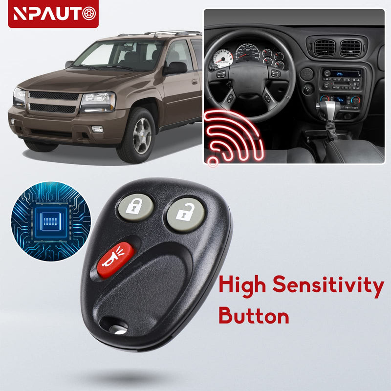 [AUSTRALIA] - NPAUTO Key Fob with Ignition Key fits for Chevy Silverado Avalanche Suburban Tahoe SSR Equinox 2003-2006,GMC Sierra Yukon XL, Saturn Vue, Hummer H2, Cadillac Escalade Keyless Entry Remote LHJ011, 2Pcs 