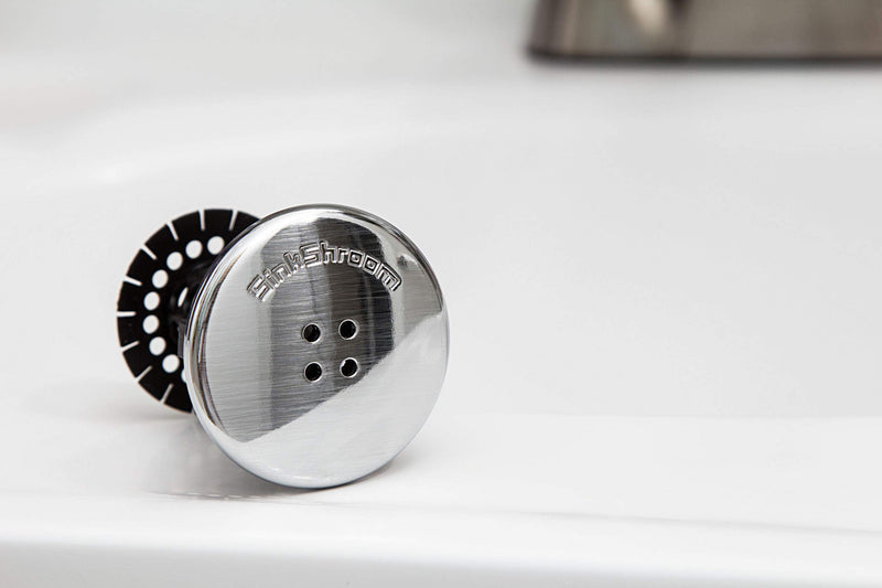 SinkShroom Chrome Edition Revolutionary Bathroom Sink Drain Protector Hair Catcher, Strainer, Snare, Black
