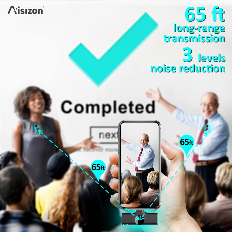 Aisizon Wireless Lavalier Microphone for iPhone, Wireless Clip Mic, Wireless Clip on Microphone A3d, for iPhone, iPad, Computer, Zoom Meeting, Video Recording, tiktok.…