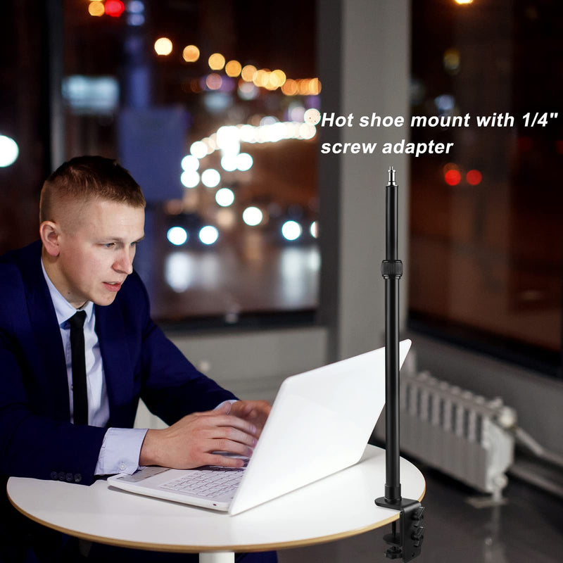Tinpops Camera Desk Mount Stand, 12.4-20.8'' Adjustable Desktop C-Clamp Mounting Stand, Aluminum Tabletop Light Stand with 1/4'' Screw Tip for DSLR Camera, Photography Video Light, Live Streaming 12.4-20.8 Inch