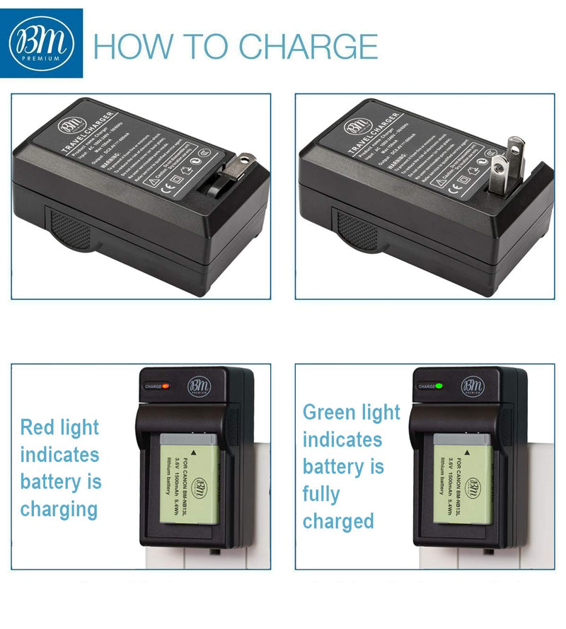 BM Premium 2-Pack of NB-13L Batteries and Charger Kit for Canon PowerShot SX740 HS, G1 X Mark III, G5 X, G5 X Mark II, G7 X, G7 X Mark II, G7 X Mark III, G9 X, G9 X Mark II, SX620 HS, SX720 HS Cameras