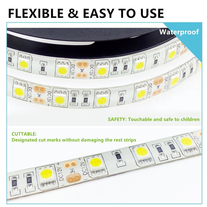 [AUSTRALIA] - Led Strip Lights, IEKOV 5050 SMD 300LEDs Flash Strip Light Waterproof Flexible Xmas Decorative Lighting Strips, LED Tape, 5M 16.4Ft DC12V (Red) 5050 300leds Waterproof Red 