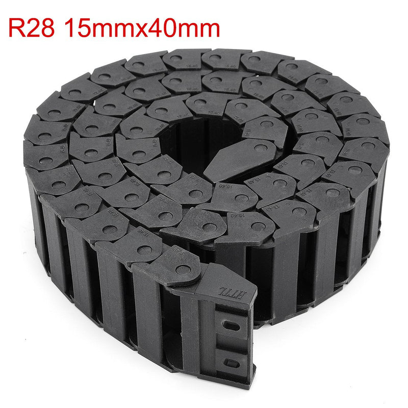 uxcell R28 15mm x 40mm (InnerH*InnerW) Black Plastic Wire Carrier Cable Drag Chain 1M Length for CNC