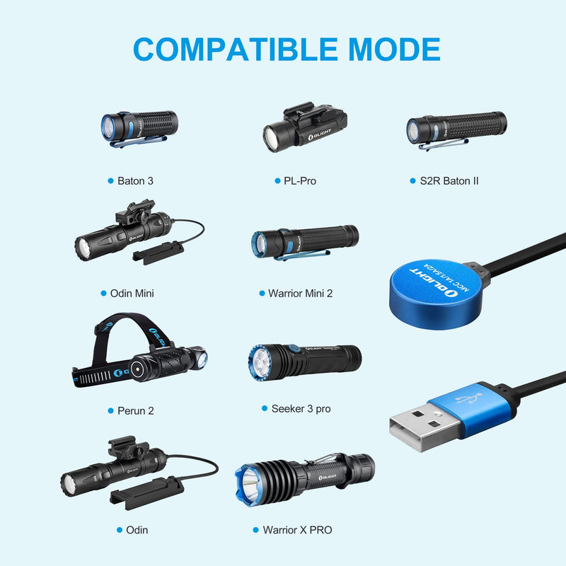 OLIGHT MCC 3 Charger Upgraded Smart Magnetic Charging Cable Only Suitable for Odin/Odin Mini/PL-Pro/Baton3/Warrior Mini2/Perun 2/Seeker 3 pro/Warrior X 3/Warrior 3s/Baldr Pro R