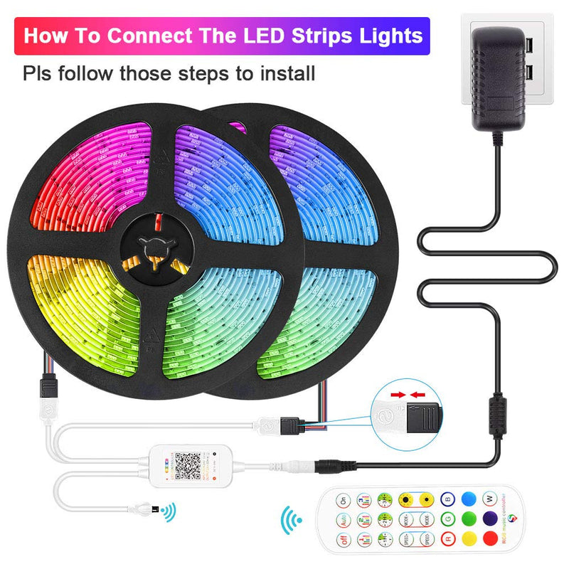 [AUSTRALIA] - LED Strip Lights, FUJIWAY 32.8ft 5050 RGB Light Strips Music Sync, Waterproof Bluetooth Color Changing Tape Lights with Smart App Control for Bedroom Home,Indoor,Kitchen,Party Multicolor 