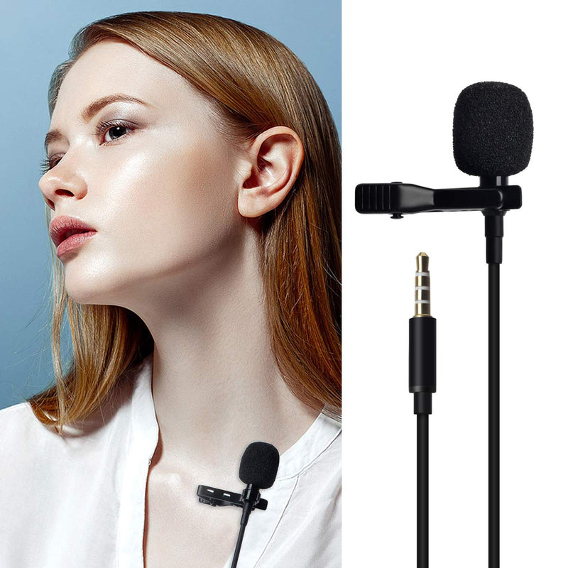 HYSHIKRA- Wired 3.5mm Lavalier Clip On Microphone - External Clip On Mic for Android iOS Smartphone Cellphone - Lapel Microphone for Live,YouTube, Vlogging, Interviews