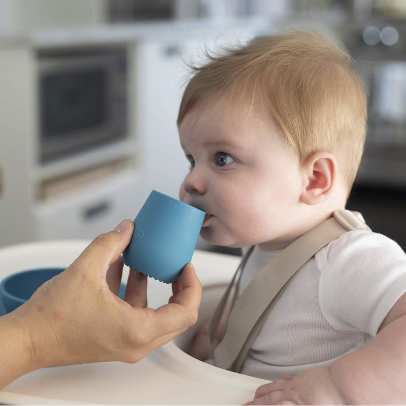 ezpz Tiny Cup (Blue) - 100% Silicone Training Cup for Infants - Designed by a Pediatric Feeding Specialist - 4 months+ Blue