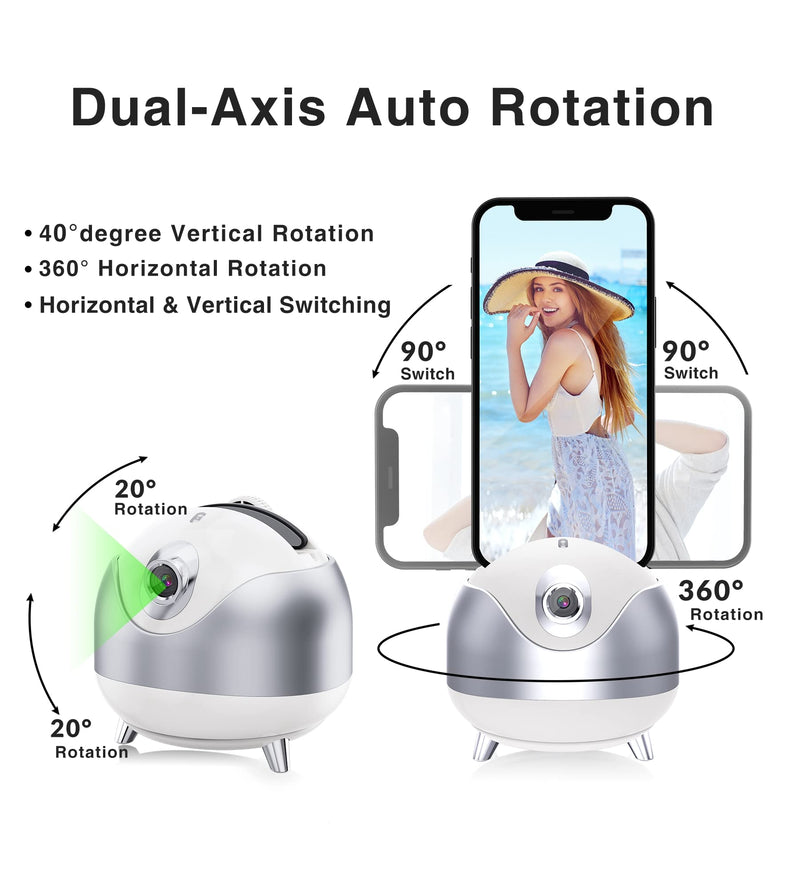 [AUSTRALIA] - iyesku Auto Face Tracking Tripod 360 Rotation, Youtube Starter Influencer Vlogging Kit Moving Tripod for iPhone Content Creator Essentials AI Auto Tracking Phone Holder Tiktok 360 Camera Stand (White) White 