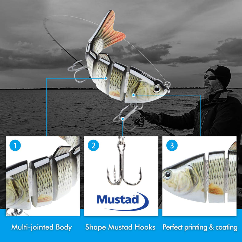 TRUSCEND Fishing Lures for Bass Trout Segmented Multi Jointed Swimbaits Slow Sinking Swimming Lures for Freshwater Saltwater Fishing Lures Kit A-4",0.7oz
