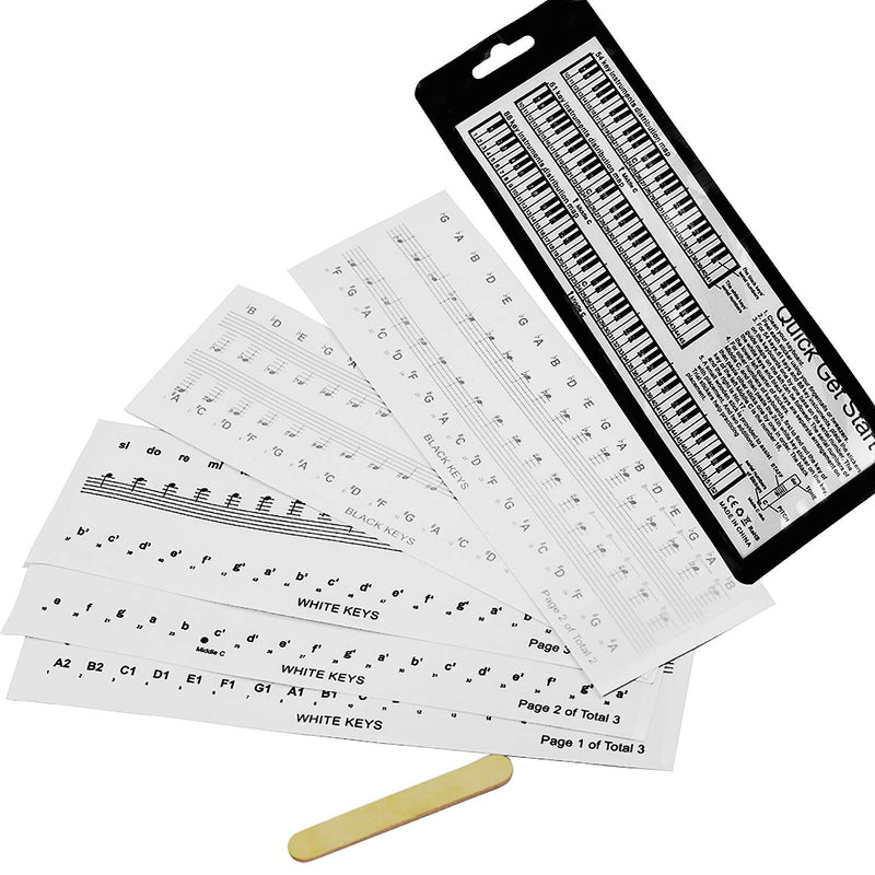 Flexzion Piano Stickers, Music Keyboard Sticking Pitch Notes for 37/54/61/76/88 Keys, Removable Transparent Letters Labels Signs Set for Kids Learning Lessons, Beginner Practice, Leaves No Residue