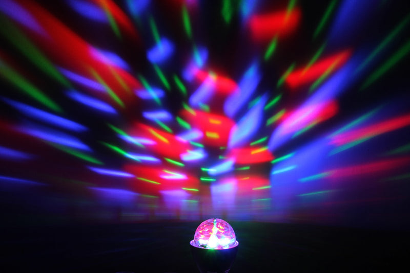 TSSS® E27 RGB LED Mini Ball Rotating Crystal Stage Light Disco Home Family Party Club Bar DJ Pub Wedding Remote Control Bulb Light Bulbs (Pack of 1)