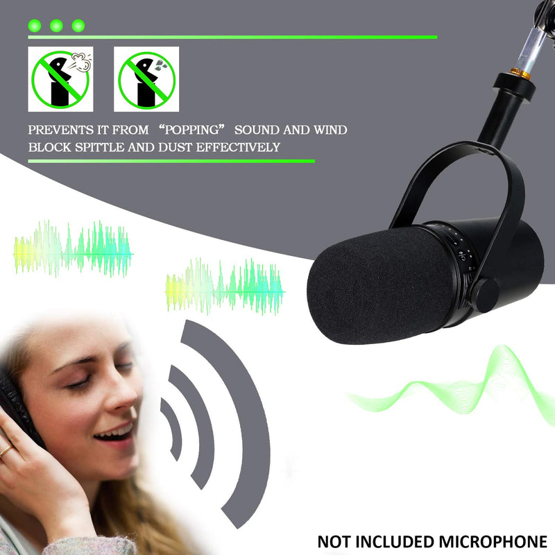 YOUSHARES MV7 Mic Stand with Pop Filter - Mic Boom Arm with Windscreen Foam Cover Compatible with Shure MV7 Microphone
