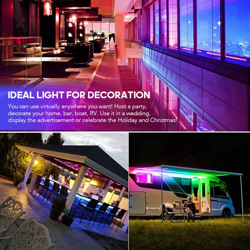[AUSTRALIA] - KORJO Dream Color LED Strip Lights, 16.4ft/5M Bluetooth LED Chasing Light with APP, Waterproof 12V 150 LEDs 5050 RGB Color Changing Rope Light Kit, Flexible Led Strip Lighting for Home Kitchen 