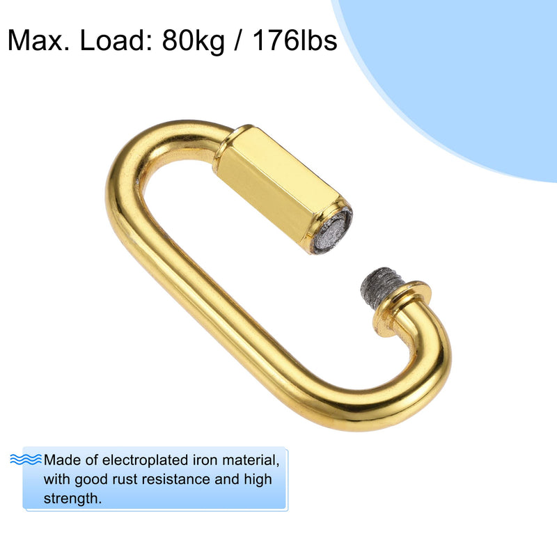 MECCANIXITY Chain Connector, 6mm Thick Quick Link Screw Lock Oval Clips for Chandelier Pendant Lights Electrophoretic Gold Pack of 6