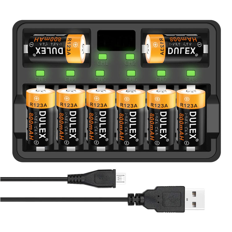 123A Arlo Batteries Rechargeable, 16-Pack 800mAH ICR17335 NiMH Batteries and CR123A Charger for Arlo VMS3130 VMC3030 VMK3200 VMS3330 3430 3530 Cameras, Alarm System, Flashlight
