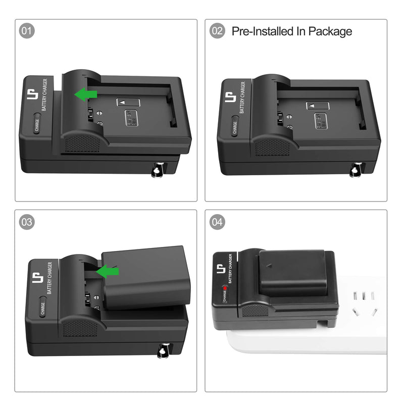 NP-FW50 Battery Charger, LP Charger Compatible with Sony Alpha A6000, A6400, A6100, A6300, A6500, A5100, A7, A7 II, A7R, A7R II, A7R2, A7S, A7S II, A7S2, A5000, A3000, A55, RX10, NEX-3/5/7 Series Basic Charger