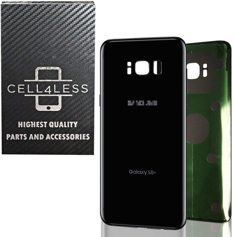 CELL4LESS Replacement Back Glass Cover Back Battery Door w/Custom Removal Tool & Pre-Installed Adhesive for Samsung Galaxy S8 Plus OEM - All Models G955-2 Logo - OEM Replacement (Midnight Black) Midnight Black