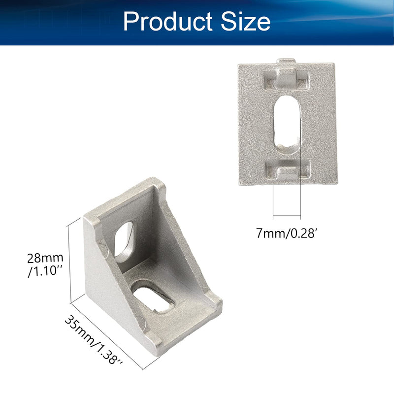 MroMax 10PCS Inner Angle Bracket Gusset Aluminum Alloy Inner Joint Bracket Suitable for 3030 Series Aluminum Extrusion Profile Silver