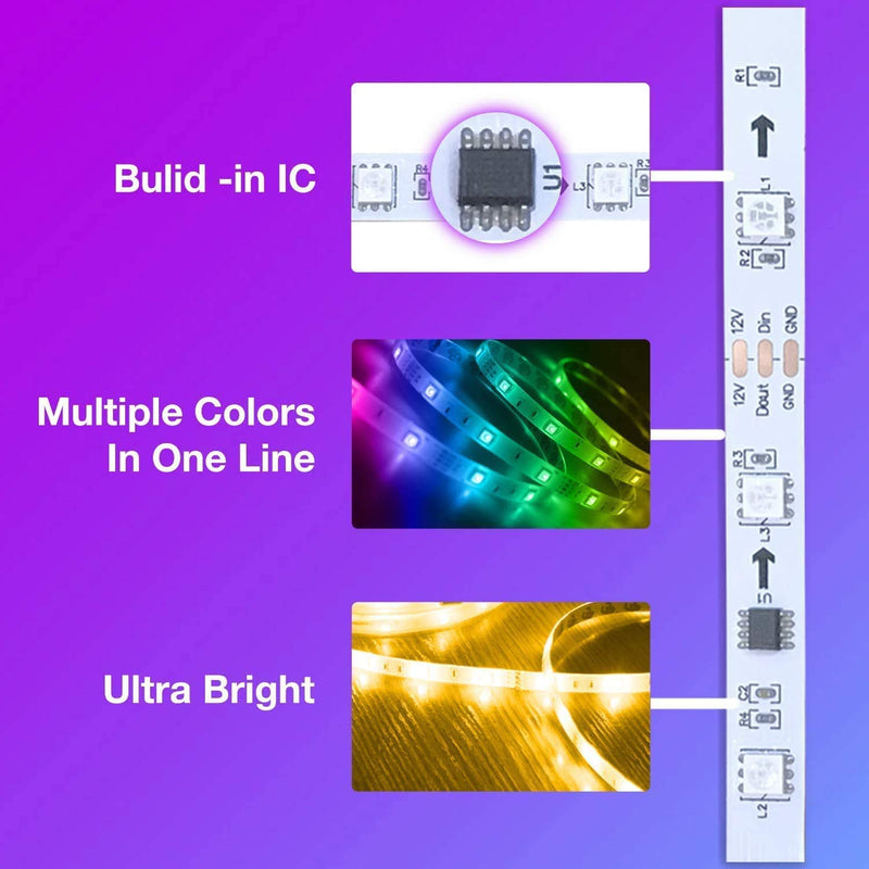 [AUSTRALIA] - Dreamcolor Led Strip Lights, Charkee 16.4ft Rainbow Color Changing Led Strip, Multicolor Flexible Rope Light, Light Strip Remote for Bedroom, Led Lights for Home, Living Room 