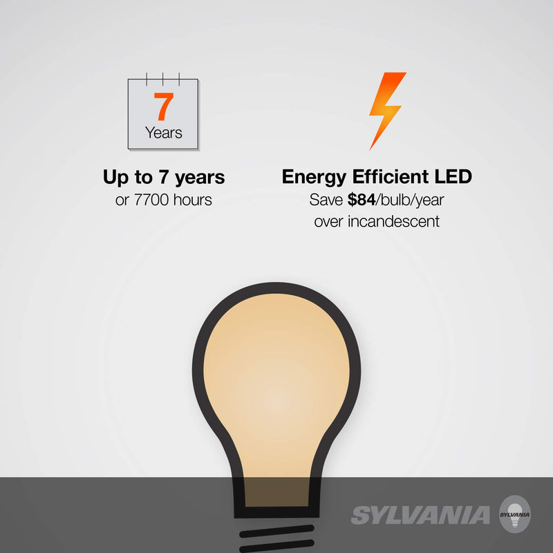 SYLVANIA 40821 LED A19 60W Equivalent, Efficient 8.5W, Soft White Color Temperature 2700K, 8 Pack Soft White (2700K)