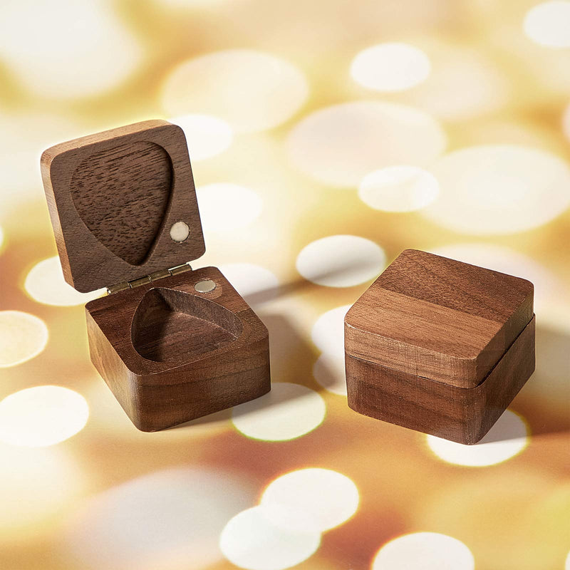 2 Pieces Guitar Pick Box Wooden Guitar Pick Storage Box Guitar Walnut Box for Guitar Music Instrument Accessory