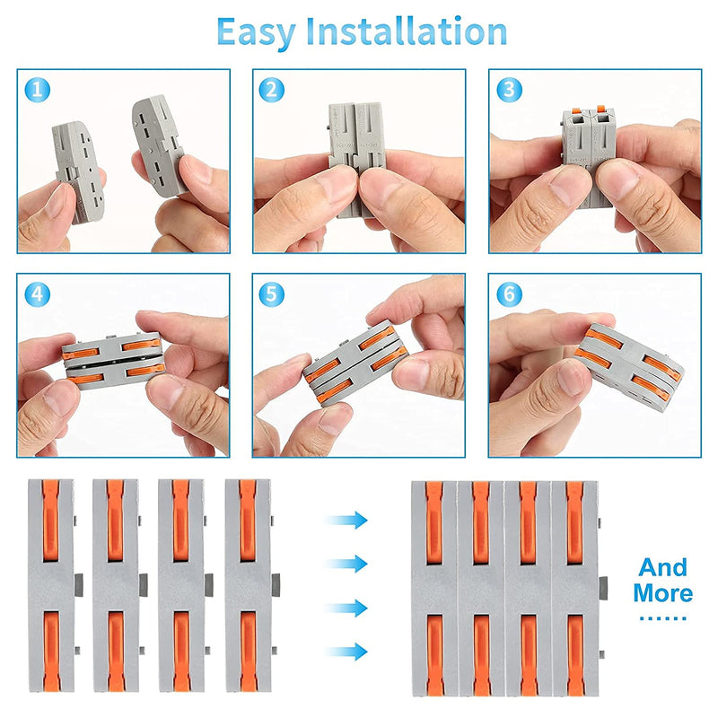 Lever Wire connectors,Idong 80PCS Compact Wire Conductor Connector, Push Terminal Block SPL-1 one-to-one Quick Splicing into 2/3/4/6 Way Butt Terminal Connectors 80