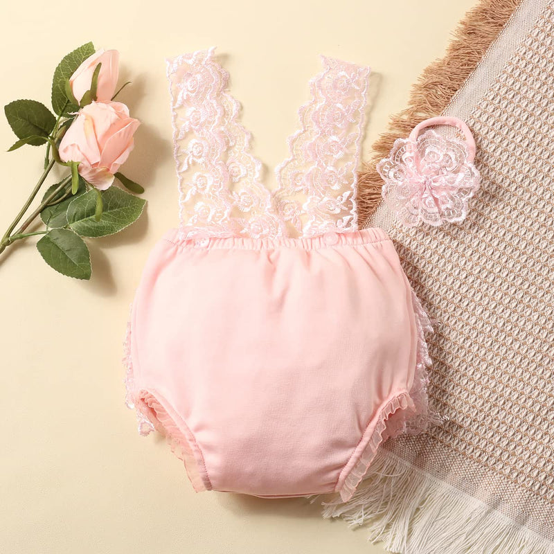 [AUSTRALIA] - Newborn Photography Outfits Girl Newborn Photography Props Lace Romper Newborn Baby Photo Shoot Outfits Girls Photo Props YLSTEED (Strap Style - Pink) Strap Style - Pink 