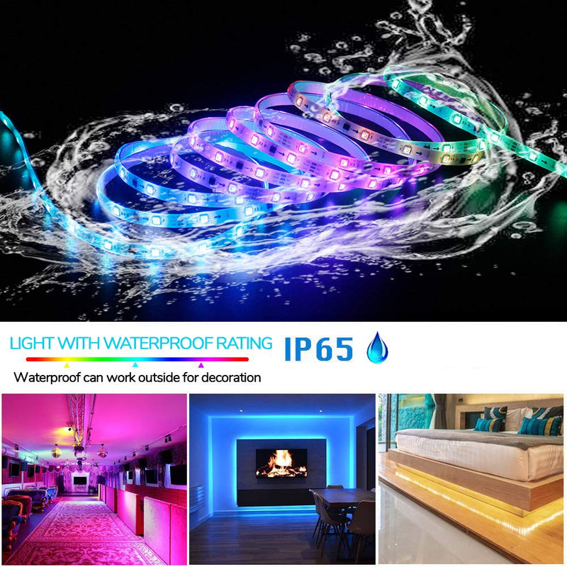 Bluetooth Music Strip Lights 33Feet, Hedynshine Waterproof Strip Lights Sync to Music 300pcs LED Chips,RGB Rope Lights with Remote, Smart Phone App Controled Color Changing Light Strips