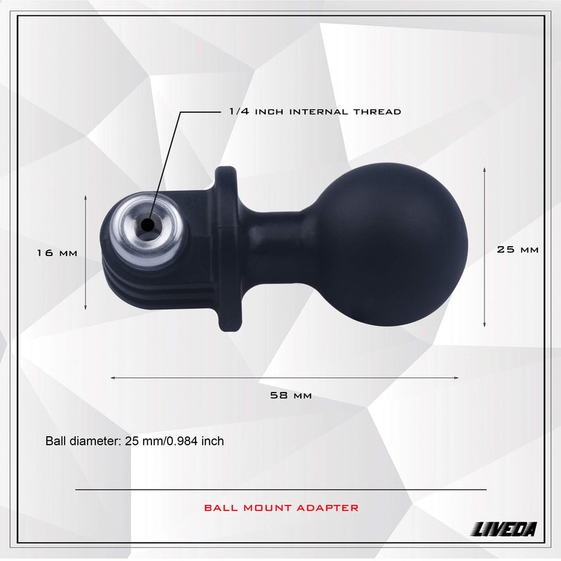 Ball Mount Adapter for Gopro Hero Series/Yi/Coyote/GitUp/AKASO/SJCAM Sports Camera, Compatible with RAM Mounts, Rotating Ball Head Mount with Metal Screws… Ball bracket