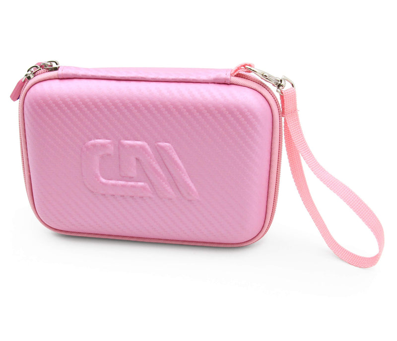 CASEMATIX Camera Travel Case Compatible with PROGRACE, Ourlife, Dragon Touch and More Waterproof Toy Camera Video Recorders - Pink Case for Toy Action Camera and Accessories