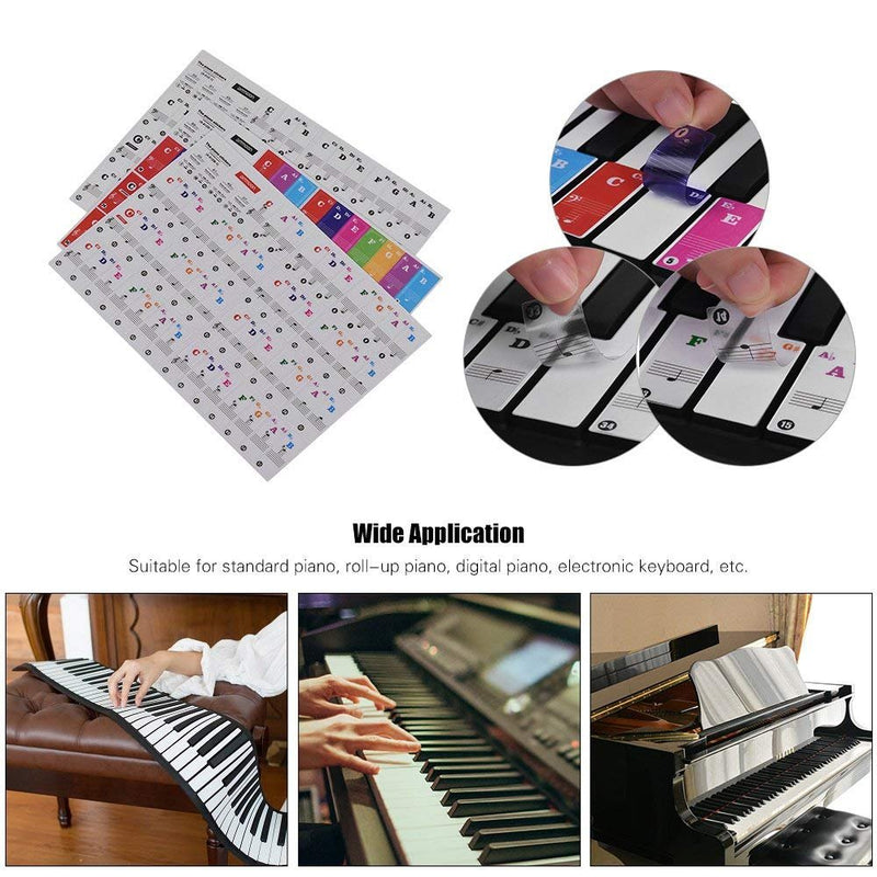 ammoon Piano Keyboard Stickers for 37/49/ 61/88 Key Keyboards Removable Colorful for Kids Beginners Piano Practice Learning X-01ZD-1