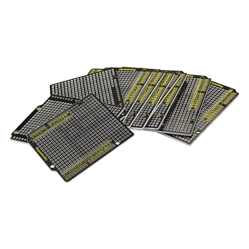 KEYESTUDIO 10Pcs PCB Prototype Board Shield Starter Kit for Arduino Leonardo, for Uno R3, Electronic Printed Circuit Prototyping Board