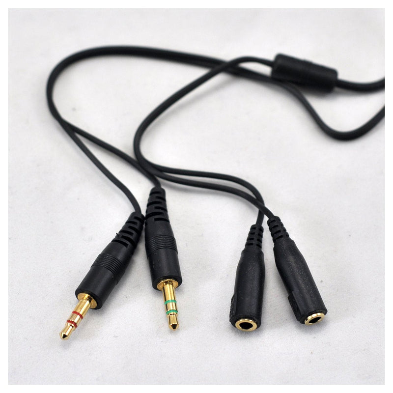 Ougual 2 Plugs 2 Jacks Microphone Audio Extension Cord 3.5mm Cable for Computer Gaming Headphone Headset (4.9 Foot,150cm, Black) 4.9 Foot (150cm)