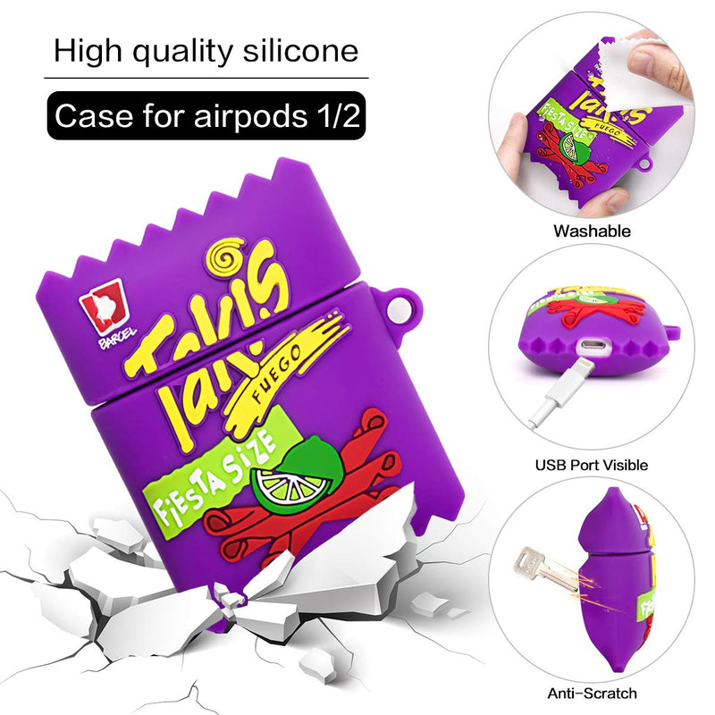 [2Pack] for Airpod 2/1 Sport Water & Takis Potato Chips Airpods Case, 3D Fun Cute Fashion Food Protective Skin Accessories Airpods Silicone Case for Girl Boys Teens (Takis Potato Chips + Sport Water)