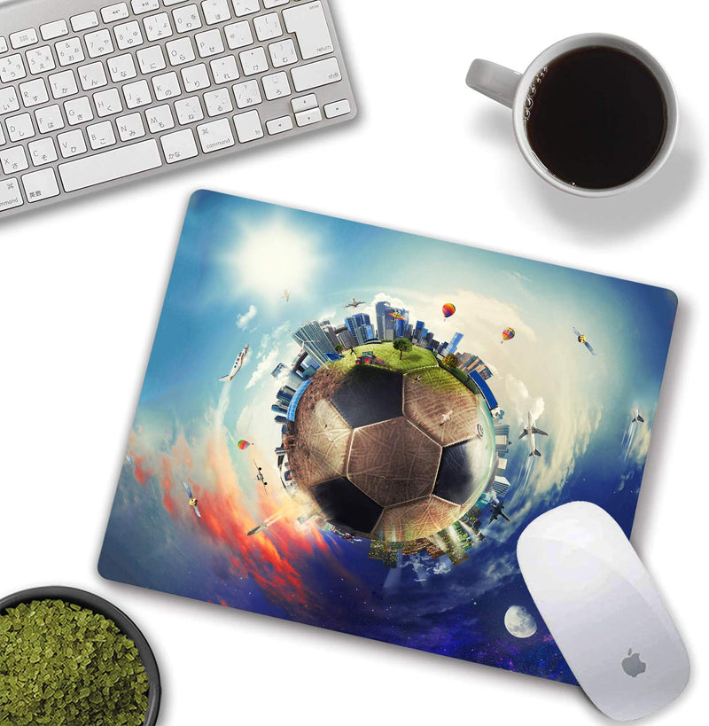 Rectangle Gaming Mousepad Cool Soccer Ball Art Amazing Football World Mouse Pad for Computer Desk Laptop Office 9.5 X 7.9x0.12 Inch Non-Slip Rubber Black and White Football-b5