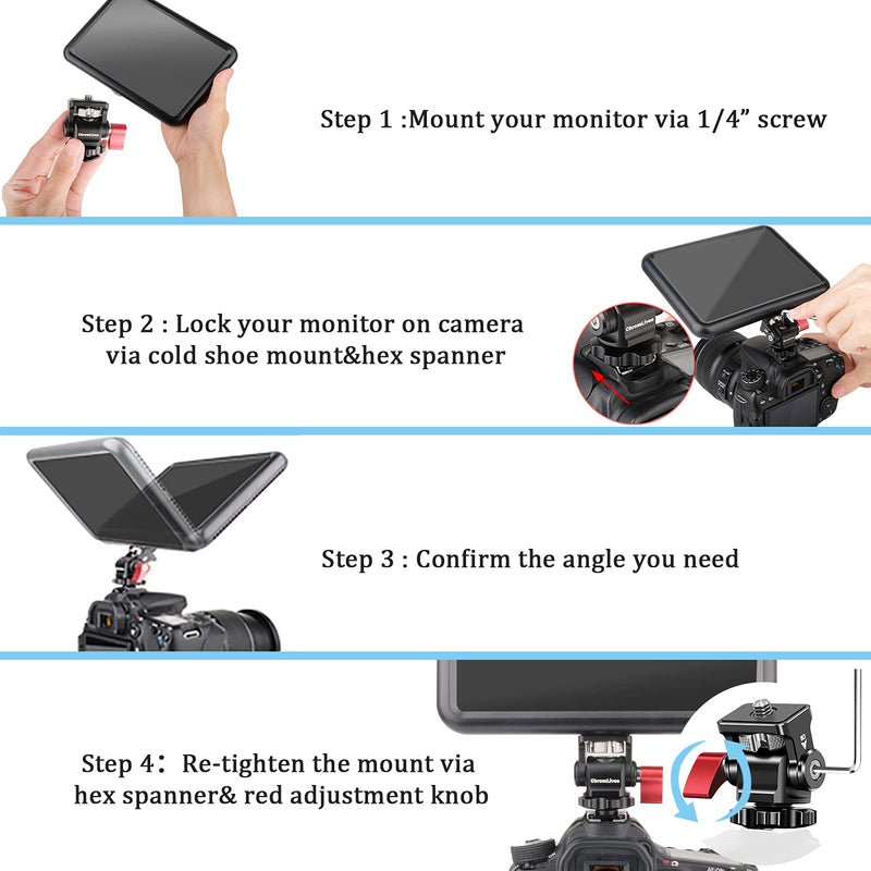 [AUSTRALIA] - Field Monitor Mount Holder,ChromLives Swivel and Tilt Adjustable Camera Monitor Holder Mount with Cold Shoe for 5/7 inch Monitors,Support Tilt 180° and Swivel 360°(2021 Updated) Field Monitor Mount 