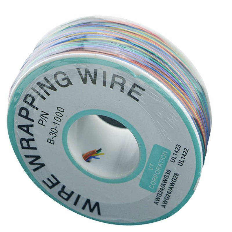 URBEST 305M White PCB Solder PVC Coated Tin Plated Copper Wire Wire-Wrapping 30AWG 105 Celsius Cable Roll (8 Colors)