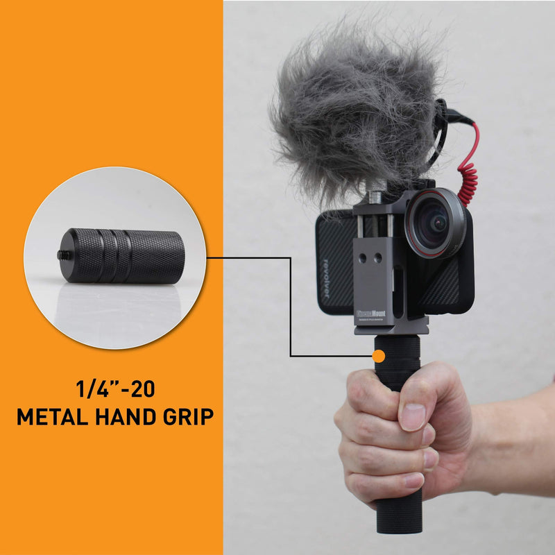 Cinema Mount Mini Smartphone Rig & Aluminum Alloy Grip Handle, Cell Phone Tripod Adapter, Standard Cold Shoe Mount, Tripod Mount, Fit Arca Swiss Compatible with iPhone 11 12 Pro Max S: Phone Clip + Metal Grip