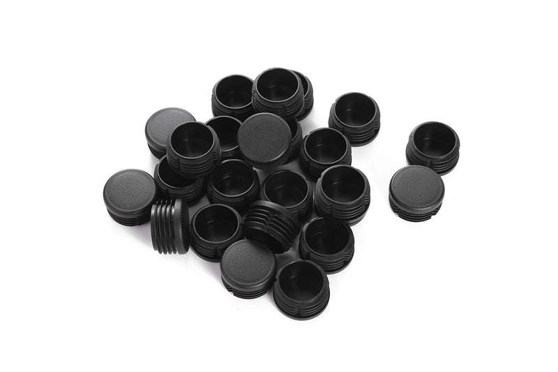 Plastic Plugs Tubing End Caps- Furnigear Black Chair End Cap 1 1/8” Outside Bottom Round Tubing Caps Round Furniture Slides Glides (24pack) 1 1/8"-24pack