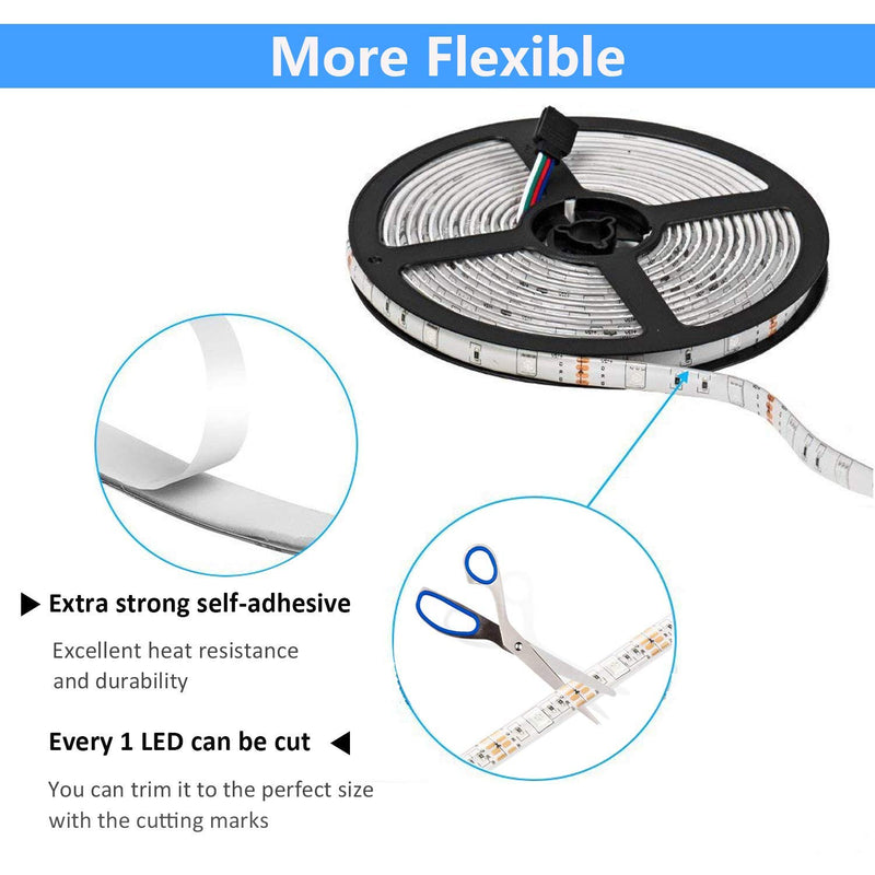 [AUSTRALIA] - DLIANG RGB LED Strip Light Kit 16.4ft Flexible Tape Lights 5050 SMD Color Changing 150 LEDs Waterproof IP65 Rope Light with 44 Keys IR Remote Controller and 12V Power Adapter for Home Kitchen Party 