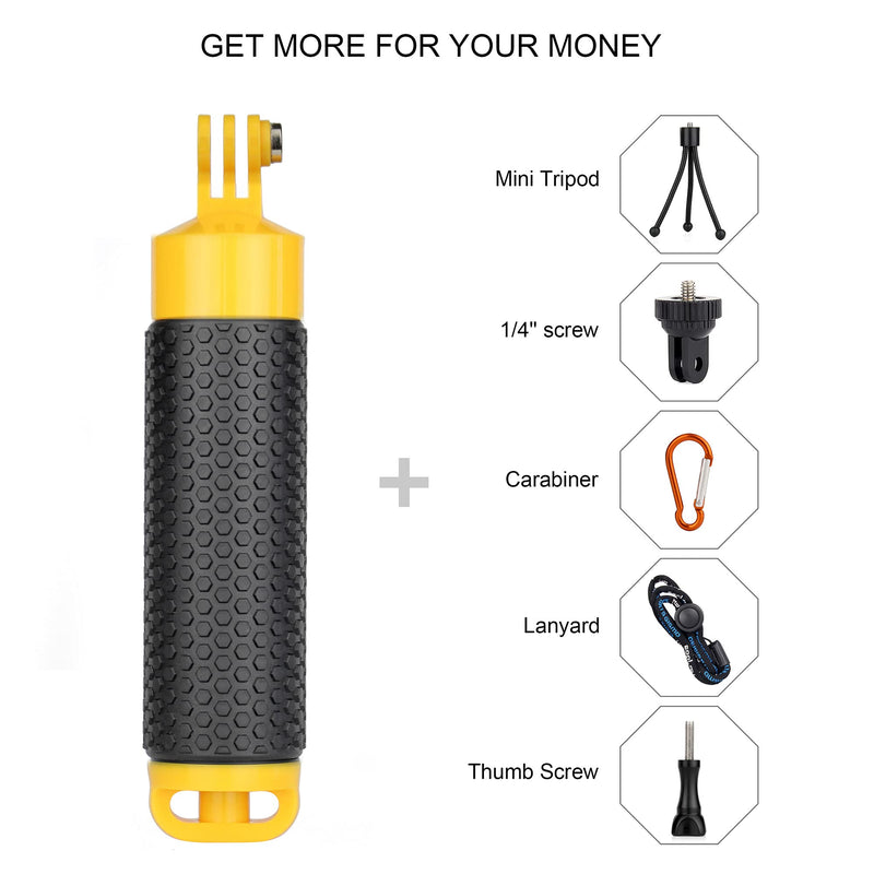 YALLSAME Floating Hand Grip Underwater Handle Mount with Detachable Tripod Stand for All GoPro Hero 10 9 7 8 6 5 4 3 DJI OSMO SJCAM ACASO Action Camera Ideal for Diving Snorkeling Swimming Water Sport