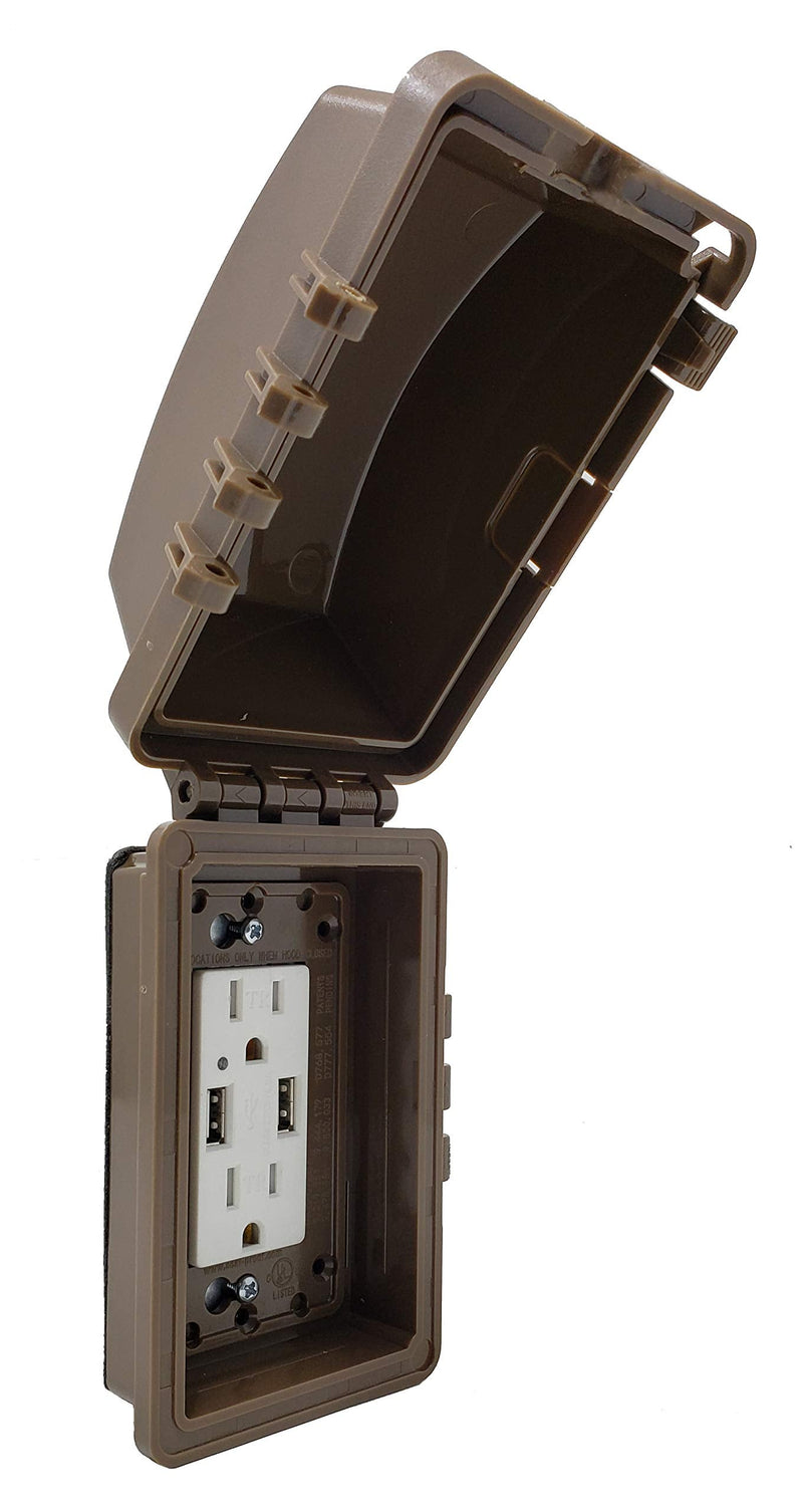 Sealproof 1-Gang Weatherproof In Use Outlet Cover | Horizontal/Vertical Outdoor Plug and Receptacle Protector, Lockable Bubble Cover, UL Extra Duty Compliant, 18 Configurations Bronze