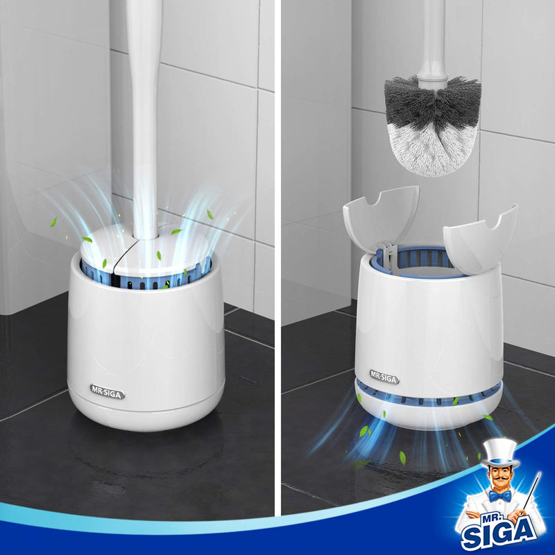 [AUSTRALIA] - MR.SIGA Toilet Bowl Brush and Holder, Premium Quality, with Solid Handle and Durable Bristles for Bathroom Cleaning, White, 1 Pack 