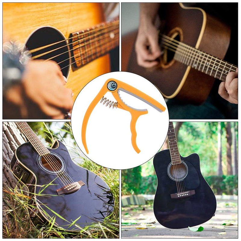 4-6 String Guitar Capo,Plastic Guitar Capo Single-Handed Quick Change Capo for Guitar Ukulele Mandolin (Yellow) Yellow