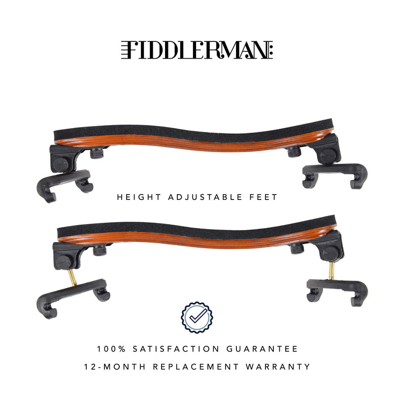 Fiddlerman Wood Violin Shoulder Rest for 4/4 and 3/4 with Collapsible and Height Adjustable Feet