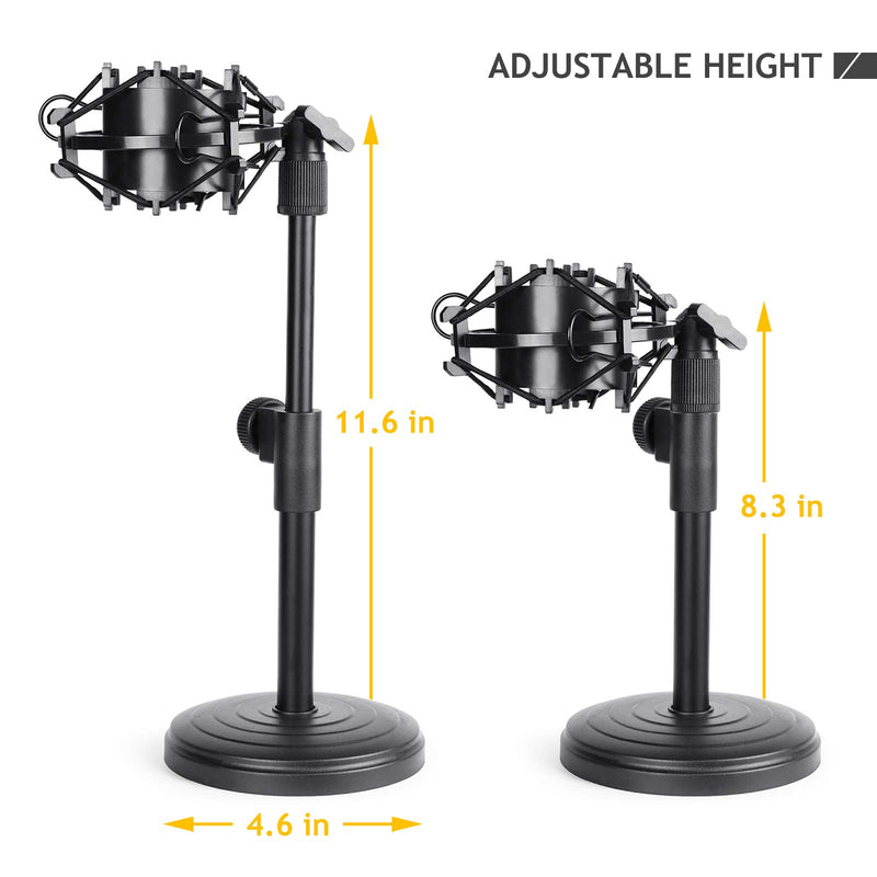 AT2020 Desktop Microphone Stand with Mic Shock Mount, Adjustable Table Mic Stand for Audio Technica AT2020 AT2020USB+ AT2035 ATR2500 Condenser Studio Microphone by Frgyee