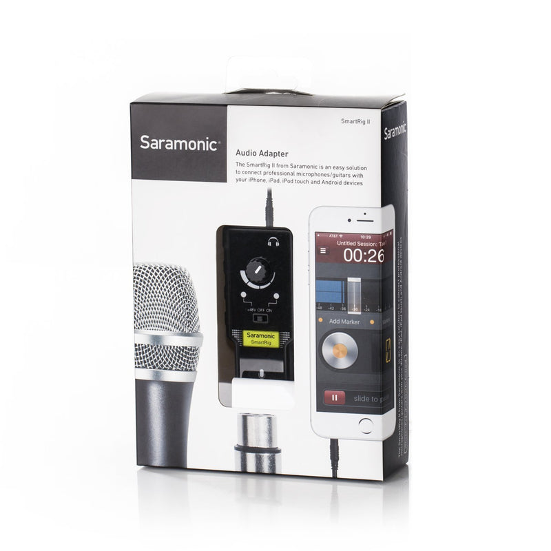 [AUSTRALIA] - Upgrade XLR Microphone & 6.3mm Saramonic SmartRig II Guitar Adapter with Phantom Power Preamp Amplifier for iPhone, iPad iPod, Android Smartphone 3.5mm Connector 