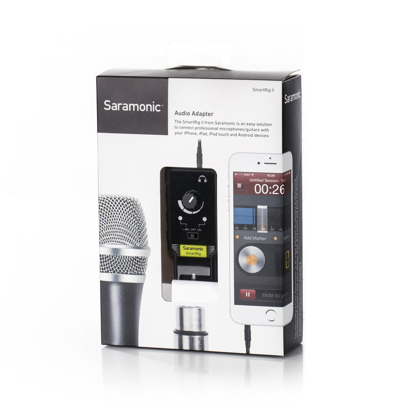 [AUSTRALIA] - Saramonic SmartRig II XLR Microphone & 6.3mm Guitar Adapter with Phantom Power Preamp for iPhone, iPad, iPod, and Android Smartphones 